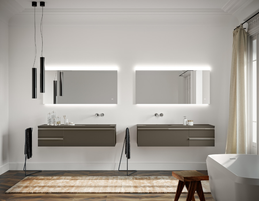 Specchio con luci integrate: filo lucido