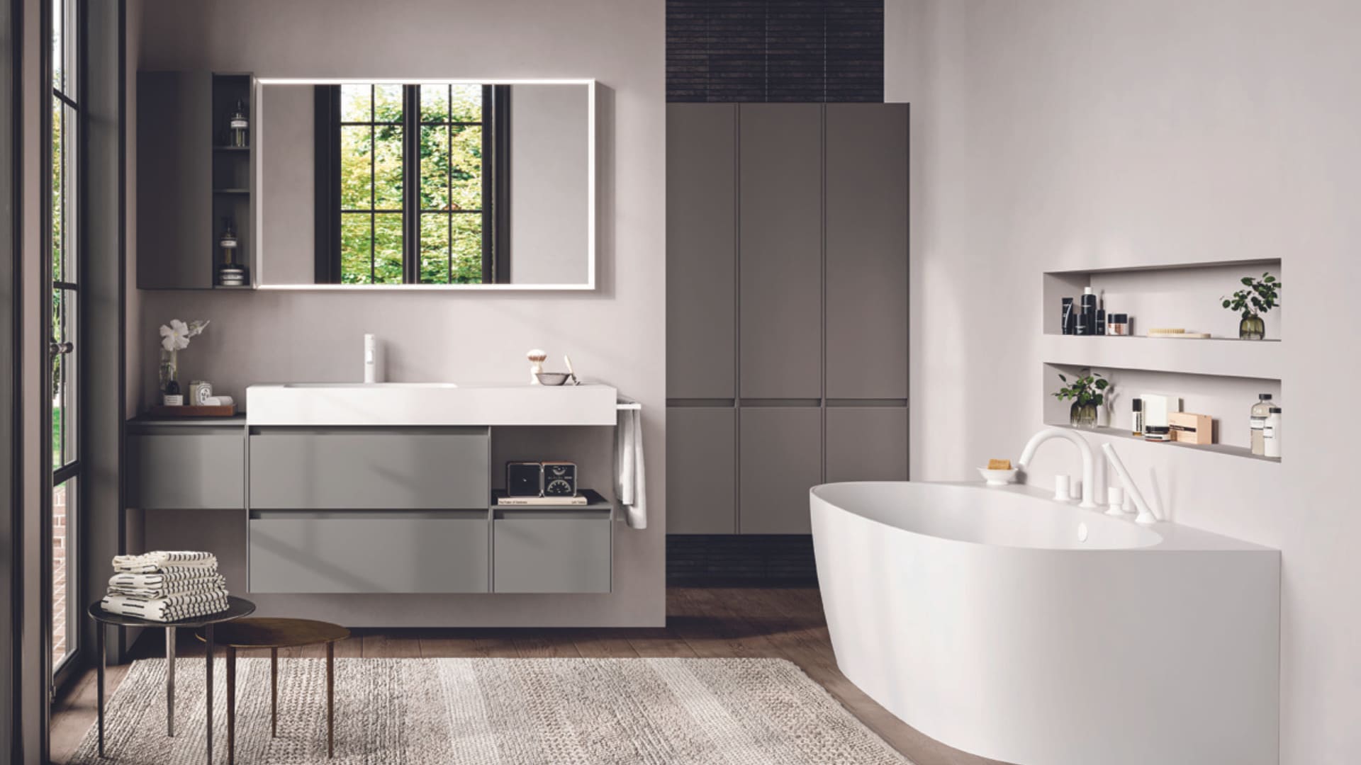 Idee originali per bagno moderno grigio